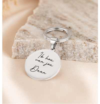 KAYA sieraden Naam Sleutelhanger Disc | Eigen handschrift