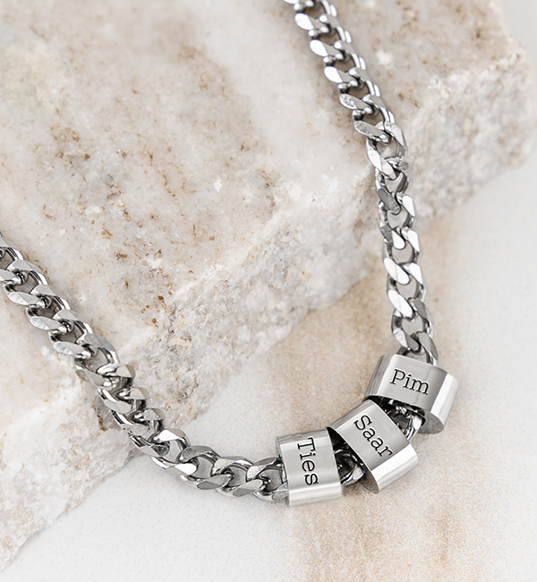 Sieraden Link Chain Men with 3 Name Charms | Stainless Steel - Copy