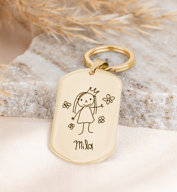 KAYA sieraden Stainless Steel keychain Drawing | Oval