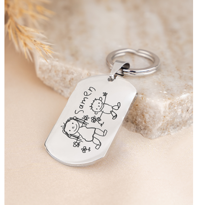 KAYA sieraden Stainless Steel keychain Drawing | Oval