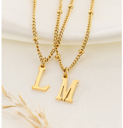 KAYA sieraden Mother and Daughter necklace set with letter | Stainless Steel