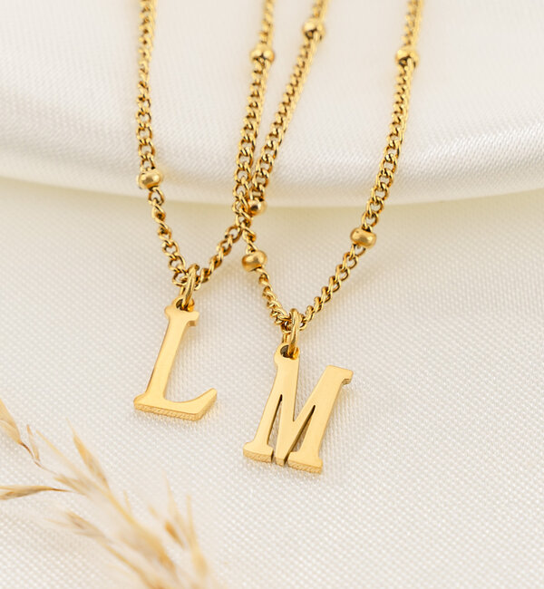 KAYA sieraden Moeder en Dochter Kettingen Set met Letter |  Stainless Steel