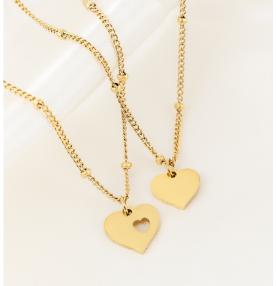 KAYA sieraden Moeder Dochter Ketting Set Hartjes