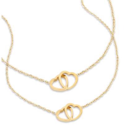KAYA sieraden Zussen Kettingen set Connected Heart | Set van 2