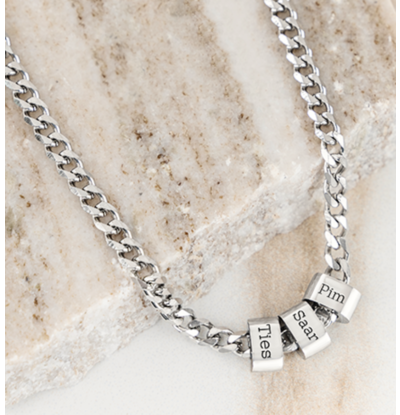 Sieraden Men’s chain necklace Gourmet with 3 names | Stainless Steel