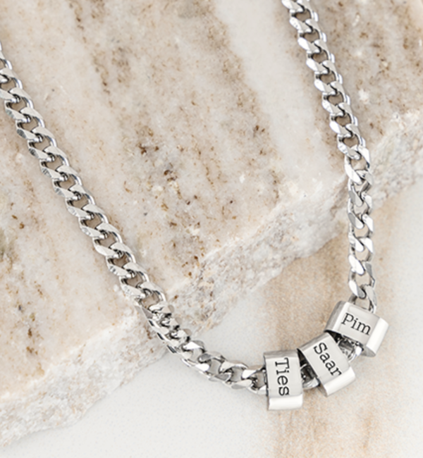 KAYA sieraden Heren schakelketting Gourmet 3 namen I Stainless Steel