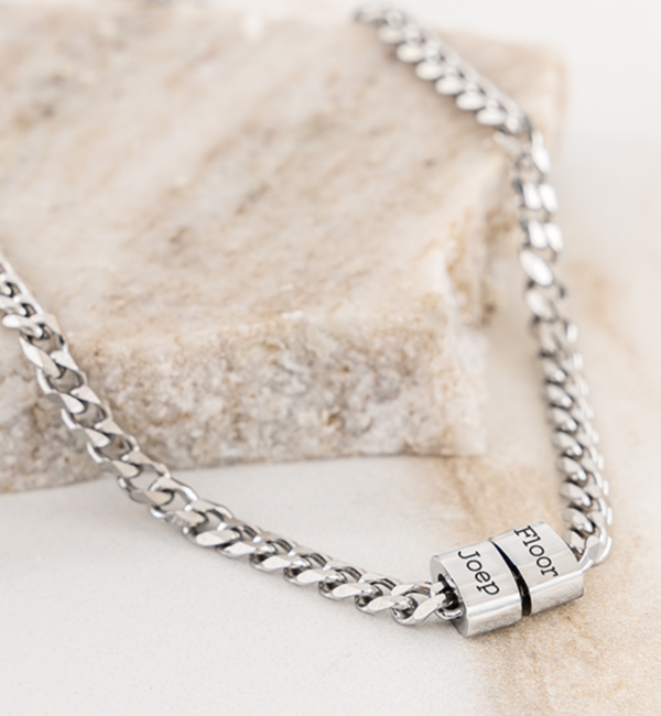 Sieraden Men’s chain necklace Gourmet with 2 names | Stainless Steel