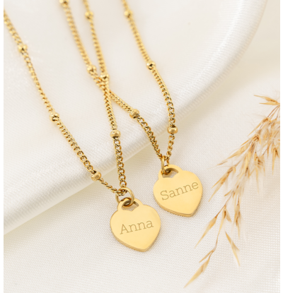 KAYA sieraden Bff necklace for 2 with Name Hearts