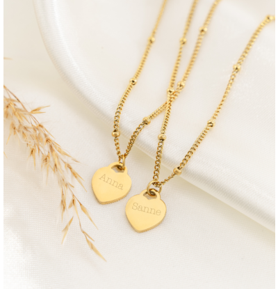 KAYA sieraden Sisters necklaces with name hearts | Stainless Steel