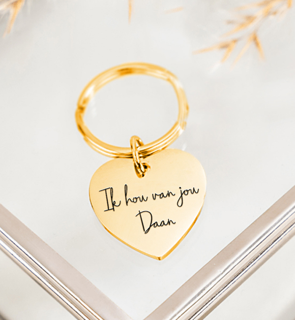 KAYA sieraden Heart keychain with engraving | Own handwriting