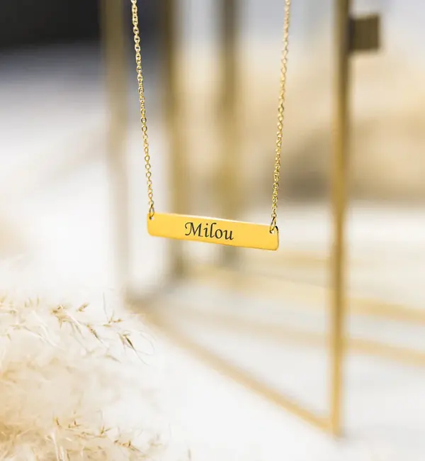 KAYA sieraden Sisters Necklace Set for 2 with Name Classic Bar | Stainless Steel