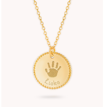 Gegraveerde sieraden Ketting met Handafdruk en Naam 'Beaded'