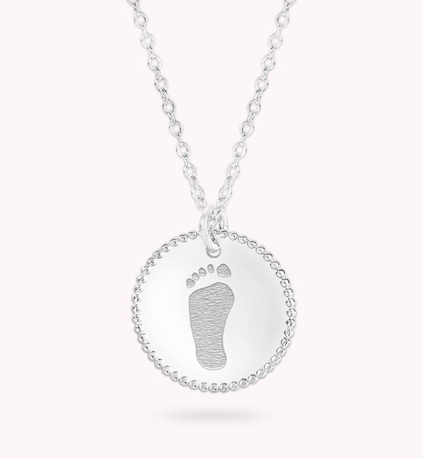 Gegraveerde sieraden Necklace with 1 footprint ‘Beaded’