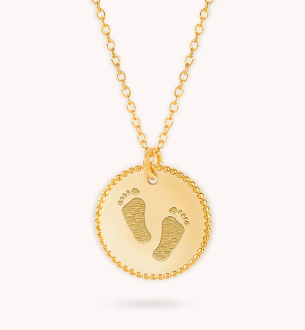 Gegraveerde sieraden Necklace with 2 footprints ‘Beaded’