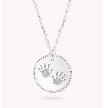 Gegraveerde sieraden Ketting met 2 Handafdrukken 'Beaded'