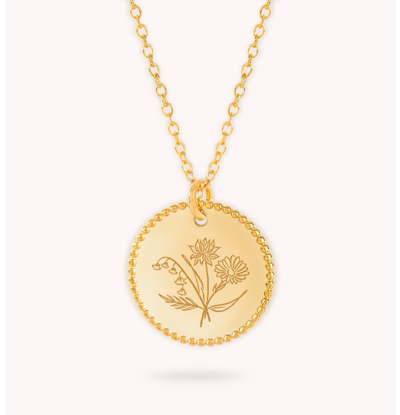 KAYA sieraden Geboortebloem Boeket Ketting 'Beaded Disc'