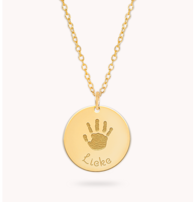 Gegraveerde sieraden Ketting met  Handafdruk en Naam