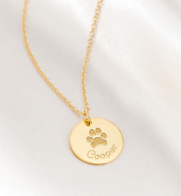 Gegraveerde sieraden Ketting met Pootafdruk en Naam