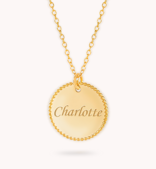 KAYA sieraden Necklace 'Beaded Disc' with Engraving