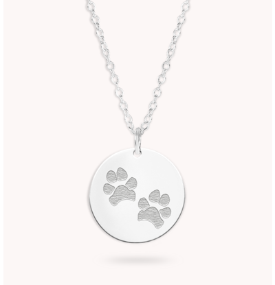 Gegraveerde sieraden Necklace with 2 Paw Prints