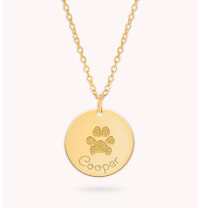 Gegraveerde sieraden Necklace with Paw Print and Name