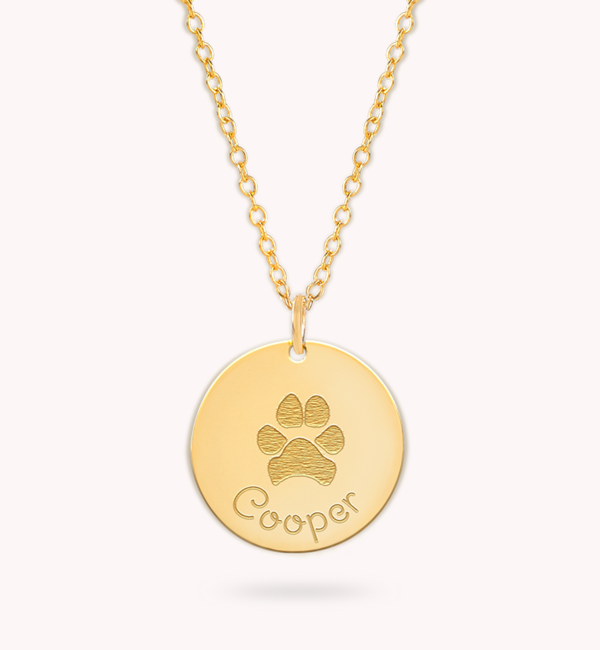 Gegraveerde sieraden Ketting met Pootafdruk en Naam