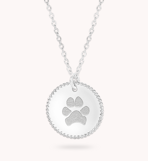 Gegraveerde sieraden Necklace with Paw Print Beaded Disc