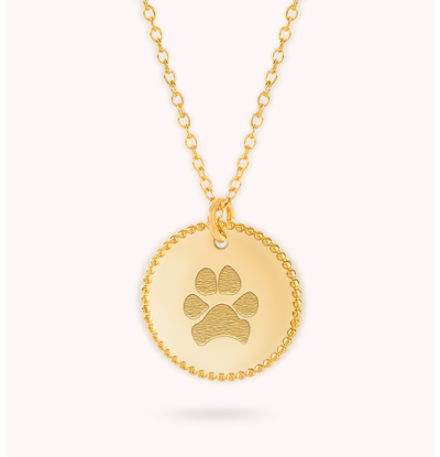 Gegraveerde sieraden Necklace with Paw Print Beaded Disc