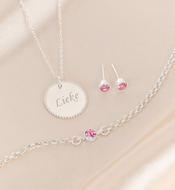KAYA sieraden Necklace 'Beaded Disc' with Engraving