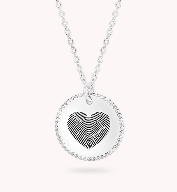 Gegraveerde sieraden Necklace with Fingerprint 'Beaded Heart' - Black