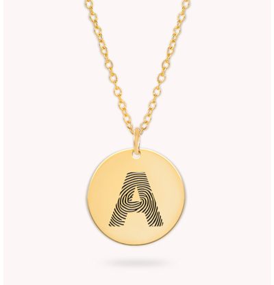 Gegraveerde sieraden Vingerafdruk Ketting 'Letter'