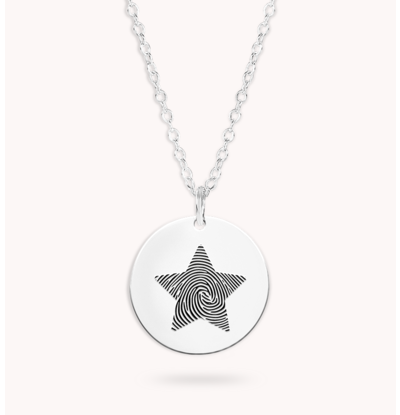 Gegraveerde sieraden Fingerprint Necklace 'Star'
