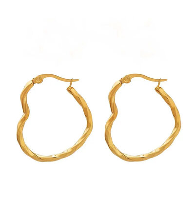 KAYA sieraden Organic heart hoop earrings | Stainless Steel Gold