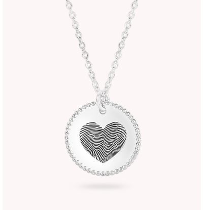 Gegraveerde sieraden Necklace with 2 Fingerprints 'Beaded Heart'