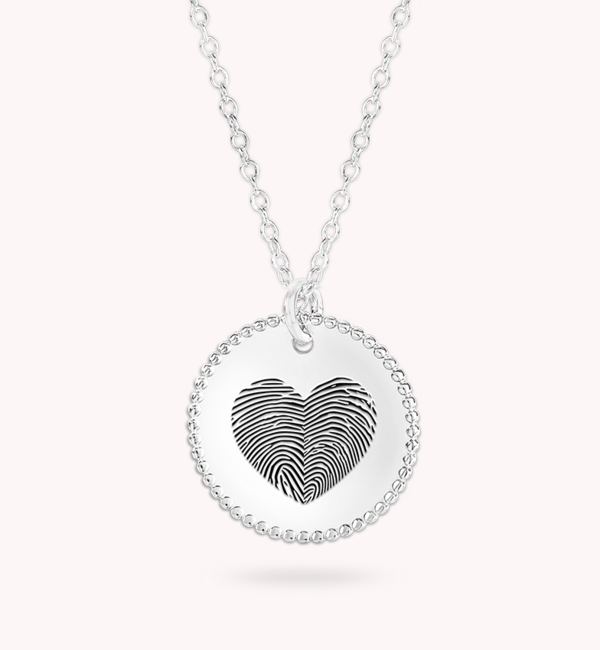 Gegraveerde sieraden Necklace with 2 Fingerprints 'Beaded Heart'
