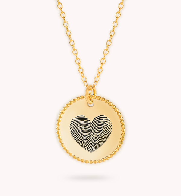 Gegraveerde sieraden Necklace with 2 Fingerprints 'Beaded Heart'