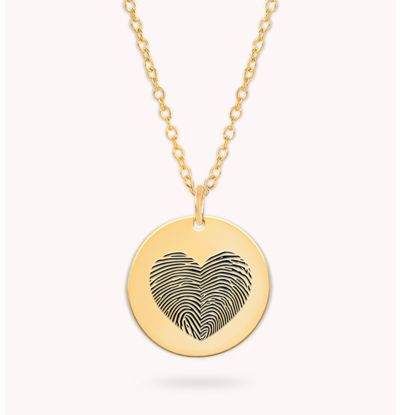 Gegraveerde sieraden Fingerprint Necklace 'Heart' 2 fingerprints