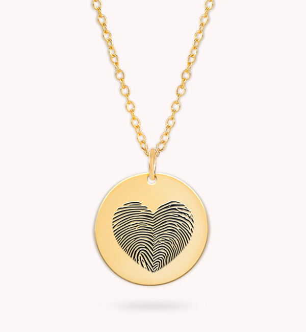 Gegraveerde sieraden Vingerafdruk Ketting Hart I 2 vingerafdrukken