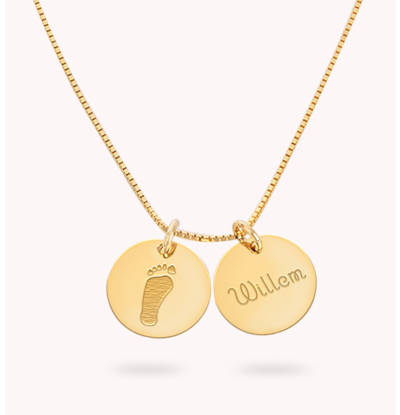 Gegraveerde sieraden Necklace with Footprint and Name Charm