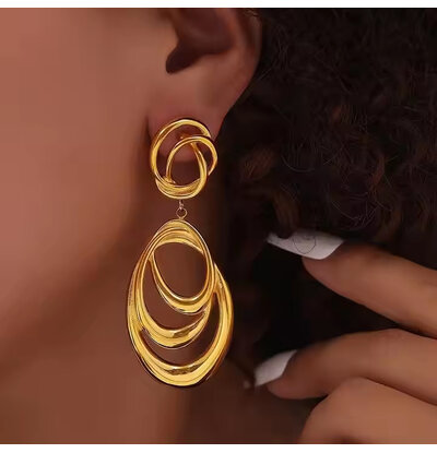 KAYA sieraden Double Hoop Earrings with Crystals - Copy