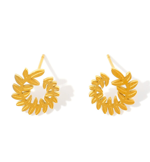 KAYA sieraden Leaf stud earrings | Stainless Steel Gold
