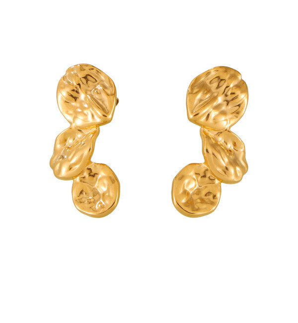 KAYA sieraden Statement leaf drop earrings | Hammered | Stainless Steel