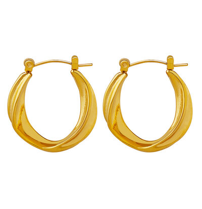 KAYA sieraden Large chunky twist hoops | Stainless Steel Gold