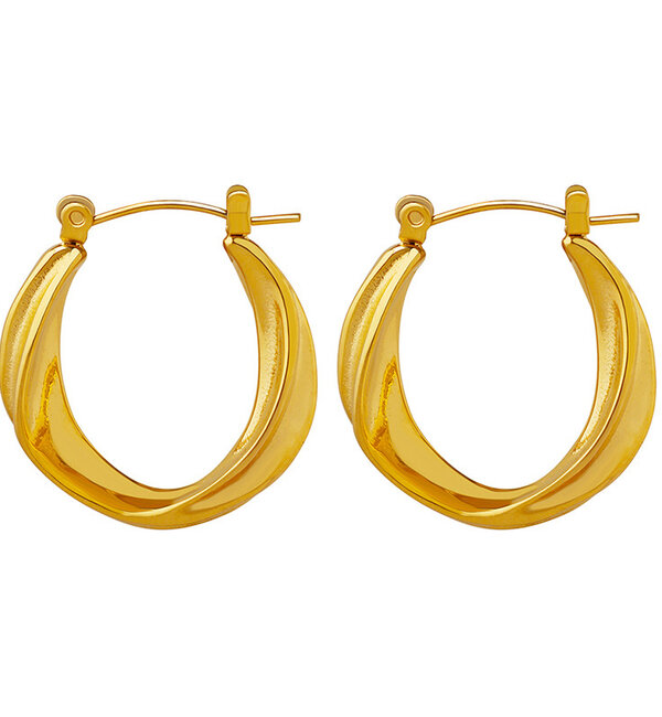 KAYA sieraden Large chunky twist hoops | Stainless Steel Gold