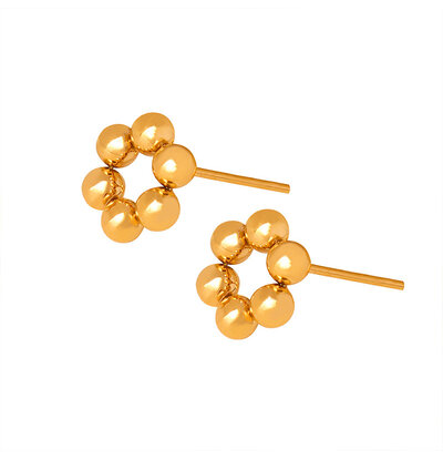 KAYA sieraden Flower stud earrings | Stainless Steel Gold