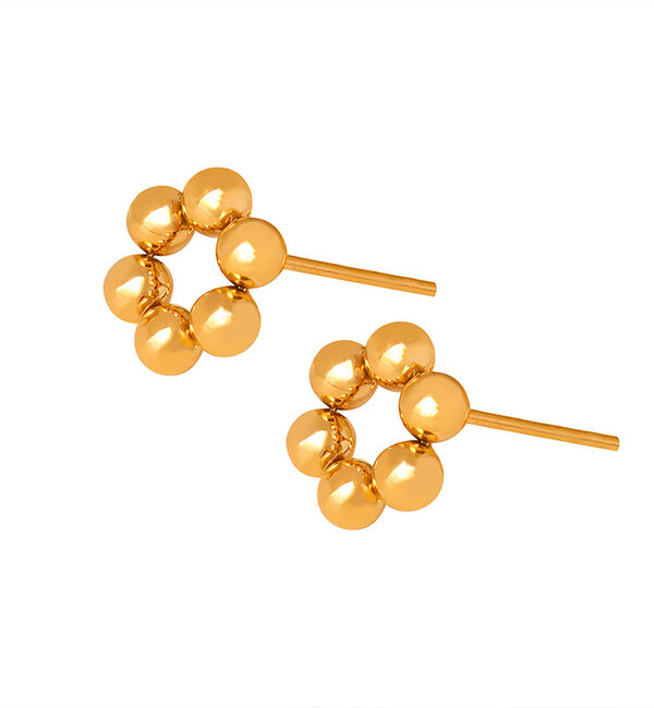 KAYA sieraden Flower stud earrings | Stainless Steel Gold
