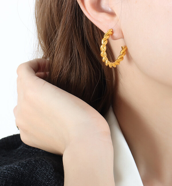 KAYA sieraden Bold Statement Earrings Rope | Stainless Steel