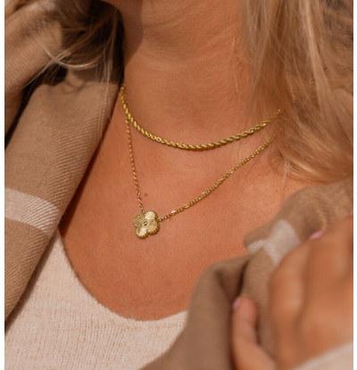 KAYA sieraden Klaver Ketting Set 'Lucky'  | Stainless steel