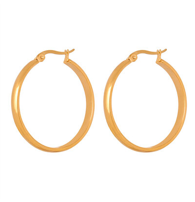 KAYA sieraden Large hoop earrings 35 mm | Stainless Steel Gold