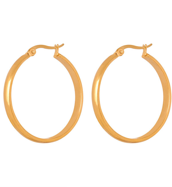 KAYA sieraden Large hoop earrings 35 mm | Stainless Steel Gold